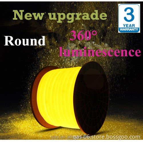 DC24V 2-Wire Round LED Neon Flex Lamp with 2835 SMD Emitting 360° Luminescence for Outdoor Decoration